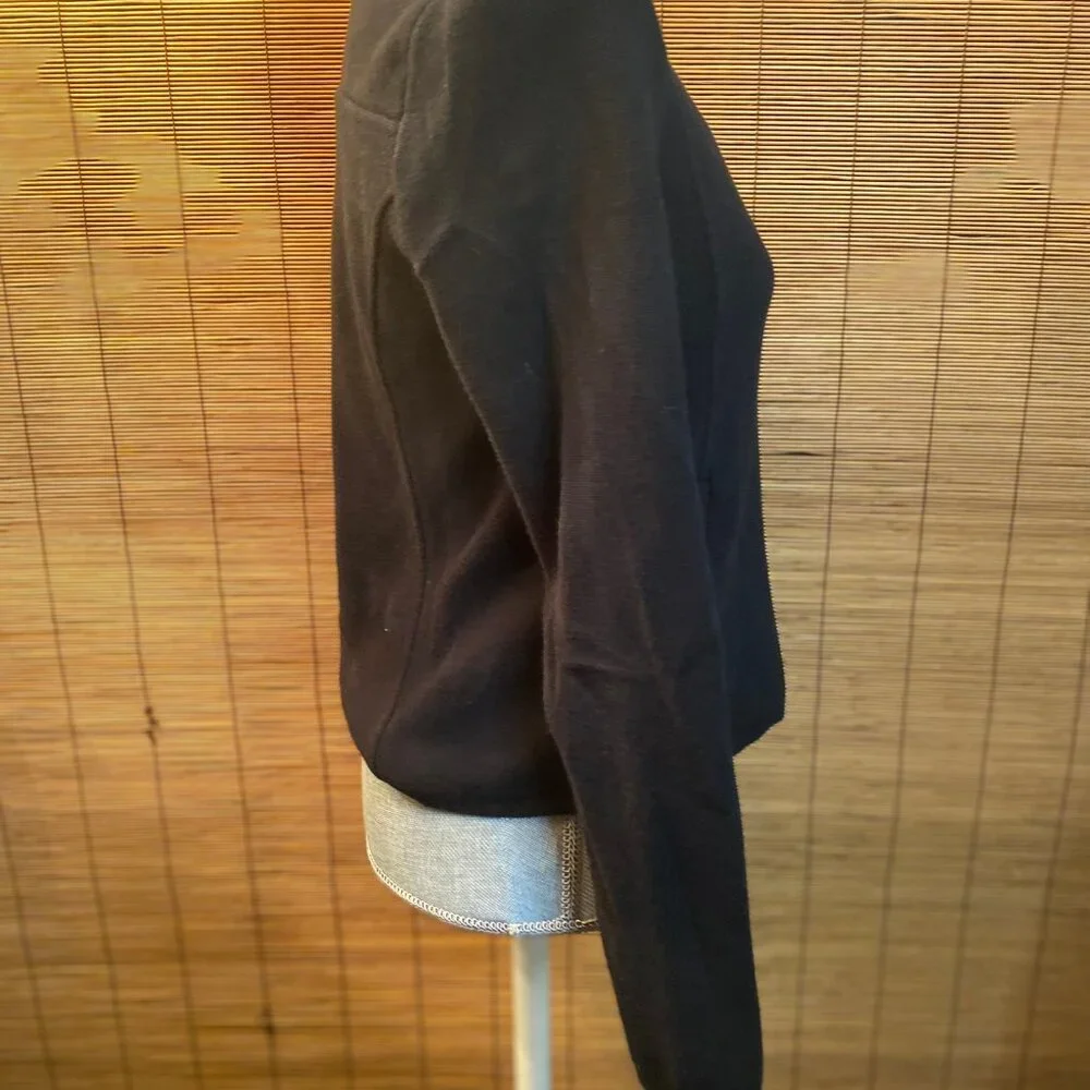 Lauren Ralph Lauren Black & White Sweater Jacket Off Set Zipper Detail Size MP - Picture 4 of 10